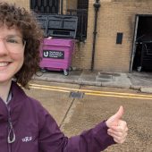 Selfie of Nathalie with cleaned up bin area on Malmesbury estate